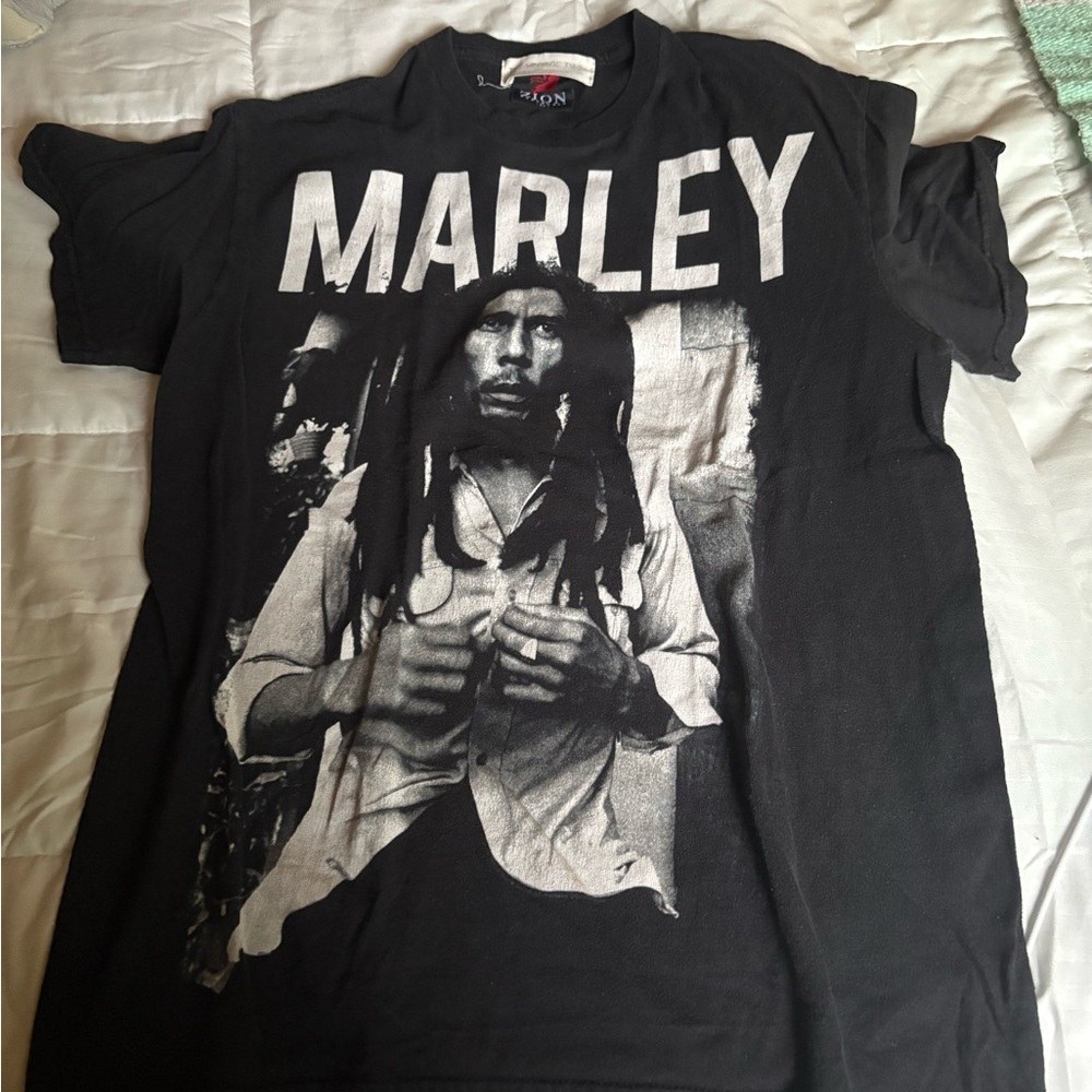 Black Short Sleeve Marley Tee with Graphic Design